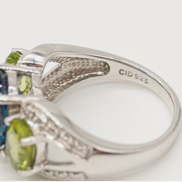 For You 💙💙💙 Clyde Duneier (CID) Blue Topaz Peridot 925 Ring w/ Zircon Accents - Picture 12 of 16